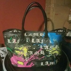 L.A.M.B large graffiti splasher tote